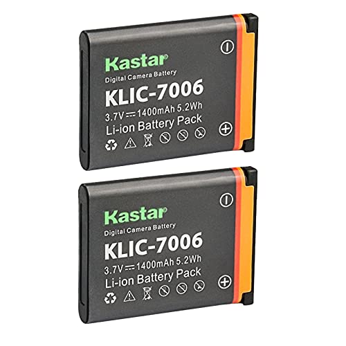 Kastar Battery 2-Pack for Kodak KLIC-7006, Kodak EasyShare M22, M23, M200, M522, M530, M531, M532, M550, M552, M575, M577, M580, M583, M750, M873, M883, M5350, M5370, MD30, Mini, Touch Digital cameras