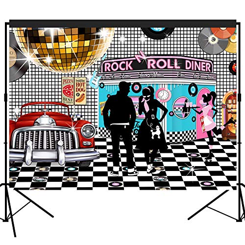 50s Diner Backdrop Large Banner Decoration Dessert Table Background Photobooth Prop 7x5feet