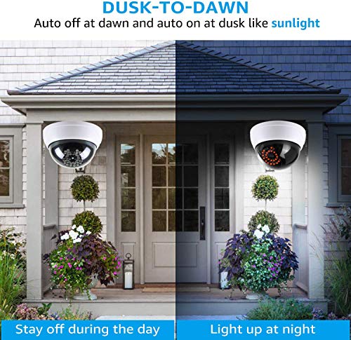 INKECI Simulated Surveillance Cameras, Dummy Security Camera, Fake Cameras CCTV Surveillance Systemwith Realistic Simulated LEDs,for Home Security Warning Sticker Outdoor/Indoor Use (2pack)