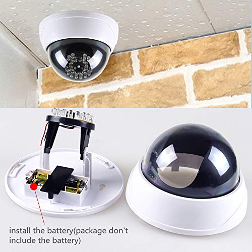 INKECI Simulated Surveillance Cameras, Dummy Security Camera, Fake Cameras CCTV Surveillance Systemwith Realistic Simulated LEDs,for Home Security Warning Sticker Outdoor/Indoor Use (2pack)