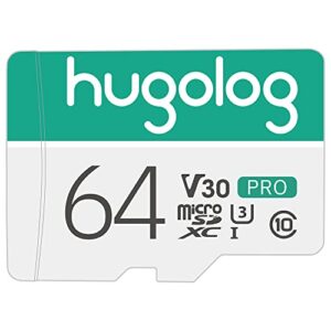 hugolog 64gb micro sd card, micro sdxc uhs-i memory card – 95mb/s,633x,u3,c10, full hd video v30, a1, fat32, high speed flash tf card p500 for phone/tablet/pc/computer
