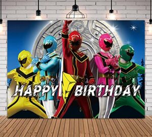 menggege power ranger megaforce backdrops teenagers birthday party sign banner photography background for teenagers picture backdrops for photography birthday resistant fleece-like cloth fabric 7x5ft