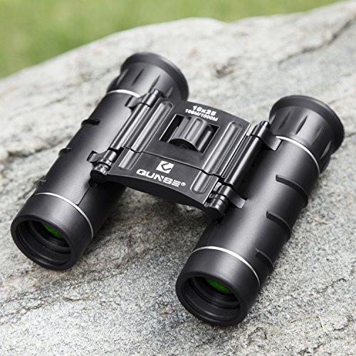 QUNSE Mini Pocket Small Binoculars, 10x25 Bird Watching Compact Folding Binoculars with Waterproof for Adults/Kids/Travelling/Sightseeing/Hunting