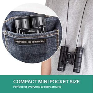 QUNSE Mini Pocket Small Binoculars, 10x25 Bird Watching Compact Folding Binoculars with Waterproof for Adults/Kids/Travelling/Sightseeing/Hunting