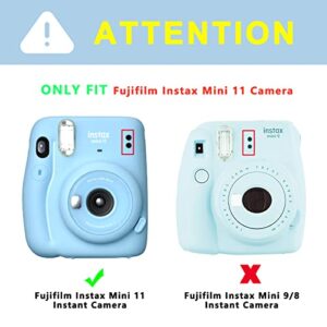 CAIYOULE Protective Silicone Case for Fujifilm Instax Mini 11 Camera with Gradient Adjustable Detachable Shoulder Strap - Iridescent Dark Blue