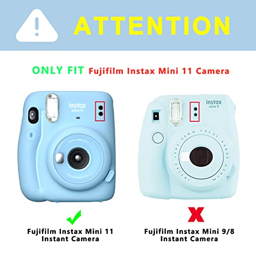 CAIYOULE Protective Silicone Case for Fujifilm Instax Mini 11 Camera with Gradient Adjustable Detachable Shoulder Strap - Iridescent Dark Blue