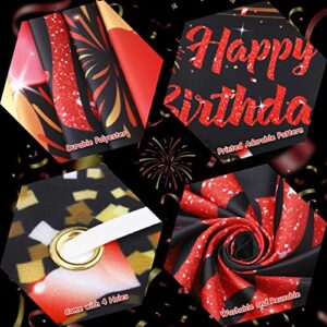 Red Black Gold Happy Birthday Banner Decorations Large Red Birthday Backdrop Sign in Birthday Decorations Photo Booth Background for Men Women Girls Birthday Anniversary Party Supplies 71x44Inch