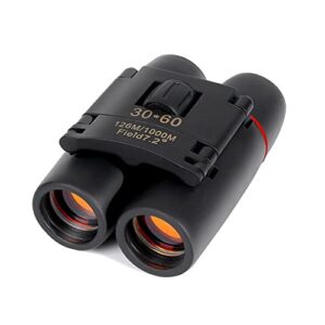30×60 portable mini binoculars, wide view angle folding binoculars telescope with low light night vision for outdoor bird watching camping hiking traveling