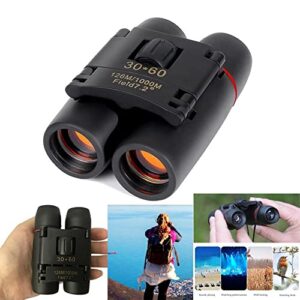 30x60 Portable Mini Binoculars, Wide View Angle Folding Binoculars Telescope with Low Light Night Vision for Outdoor Bird Watching Camping Hiking Traveling