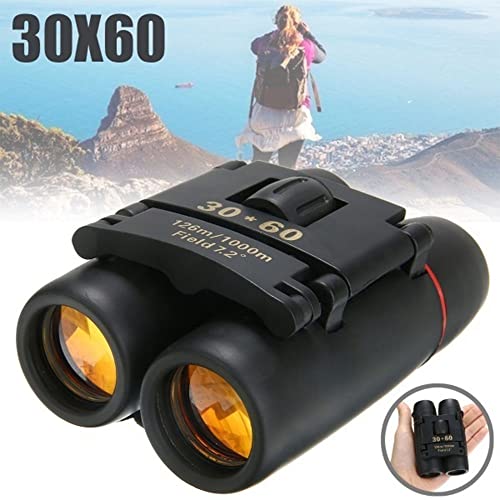 30x60 Portable Mini Binoculars, Wide View Angle Folding Binoculars Telescope with Low Light Night Vision for Outdoor Bird Watching Camping Hiking Traveling