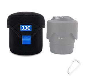 jjc water resistant neoprene camera lens pouch case, fold-over lens bag for mirrorless lenses up to 3.1 x 3.1 (d x h) for sony fe 50mm f/1.8, canon rf 35mm f/1.8, fujifilm xf 23mm f/1.4 etc.
