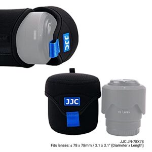 JJC Water Resistant Neoprene Camera Lens Pouch Case, Fold-Over Lens Bag for Mirrorless Lenses Up to 3.1 x 3.1 (D X H) for Sony FE 50mm f/1.8, Canon RF 35mm f/1.8, Fujifilm XF 23mm f/1.4 etc.