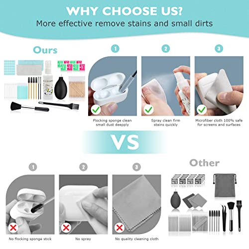 166 Pcs iPhone Cleaning Kit Airpods Cleaner kit Phone Cleaner Kit, MUIIGOOD for Charging Port iPhone Port Speaker w Screen Cleaner Spray, Putty for Phone Airpod pro Earbud Camera Electronics Cleaning