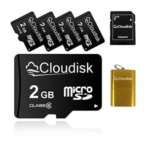 cloudisk 5pack 2gb micro sd card 2 gb microsd memory card class6 with card reader + sd adapter,bulk sale