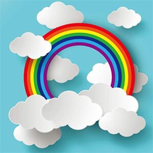 aofoto 6x6ft cartoon rainbow clouds on blue paper backdrop for photography girl boy baby shower photo booth kids children birthday party decoration wallpaper photo studio props