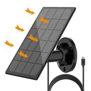 solar panel for outdoor camera, ip66 waterproof solar charger, continuous solar power supply for security cameras, with 10ft cable micro usb port & type-c adapter solar panel, 360° adjustable bracket