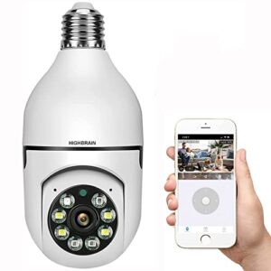 5g light bulb home security camera, wireless video surveillance lightbulb cameras, ptz wifi panorama camera with e27 lamp base, full color night vision & two way audio