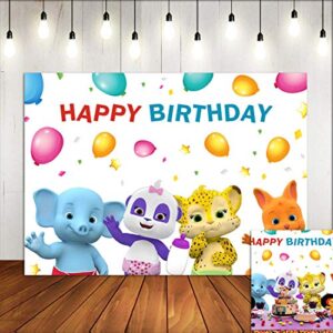 cartoon confetti balloon baby animals photography backdrop for baby children first birthday party decorations word party photo background photo booth cake table supply vinyl 5x3ft banner