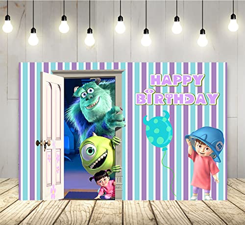 huio Monster Inc Backdrop for Birthday Party Supplies 5x3ft Monster Inc and Boo Theme Baby Shower Banner for Birthday Party Cake Table Decoration, One Size