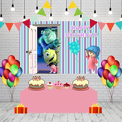 huio Monster Inc Backdrop for Birthday Party Supplies 5x3ft Monster Inc and Boo Theme Baby Shower Banner for Birthday Party Cake Table Decoration, One Size