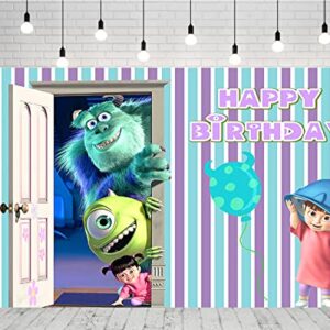 huio Monster Inc Backdrop for Birthday Party Supplies 5x3ft Monster Inc and Boo Theme Baby Shower Banner for Birthday Party Cake Table Decoration, One Size