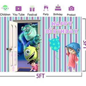 huio Monster Inc Backdrop for Birthday Party Supplies 5x3ft Monster Inc and Boo Theme Baby Shower Banner for Birthday Party Cake Table Decoration, One Size