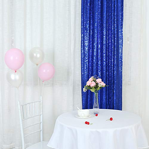 Trlyc 2FT by 8FT Fathers'Day Royal Blue Sequin Curtain Backdrop for Christmas Wedding Party