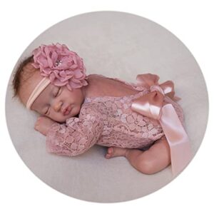 Zeroest Baby Photography Props Lace Newborn Girl Photo Shoot Outfits Hairband Set Infant Princess Costume (Pink)