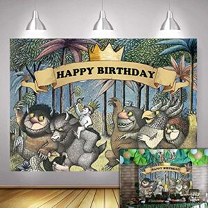 fanghui 5x3ft where the wild things are theme party backdrop king of the wild things boys happy birthday party banner supplies baby shower dress up party photo background booth props