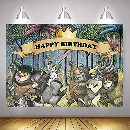 Fanghui 5x3FT Where The Wild Things are Theme Party Backdrop King of The Wild Things Boys Happy Birthday Party Banner Supplies Baby Shower Dress Up Party Photo Background Booth Props