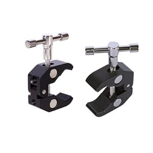 qyxinc 2pack super clamp with 1/4 and 3/8 thread camera clamp mount，crab clamp rod clamp clip for cameras, rods, lights, hooks, shelves, cross bars, etc