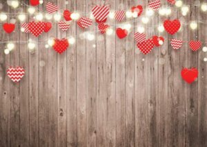 sjoloon valentine day backdrop for photography rustic wood wedding backdrop red heart stage lighting bridal baby shower decoration banner 11811 (7x5ft)