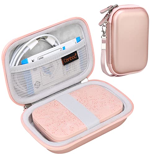 Canboc Carrying Case for HP Sprocket Portable 2x3 Instant Photo Printer, KODAK Step Wireless Mobile Photo Printer, Lifeprint 2x3 Photo Printer, Mesh Bag fit Photo Paper Cable, Rose Gold
