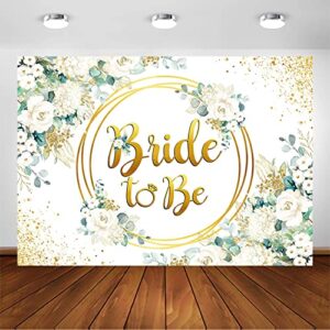 Avezano Bridal Shower Backdrop for Batcholette Party Bride to Be Green and Gold Eucalyptus Leave White Rose Flower Engagement Party Decorations Background Photoshoot (7x5ft)