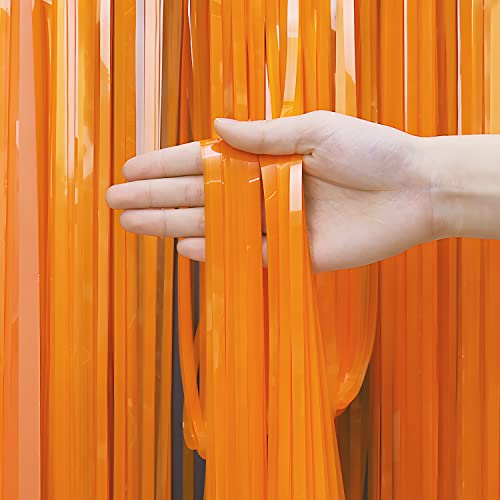 Orange Tinsel Curtain Party Backdrop - GREATRIL Foil Fringe Curtain Party Streamers for Fall/Thanksgiving Day/Birthday/Doorway/Easter/Coco Theme/Halloween/Day of The Dead Party Decorations 2 Packs