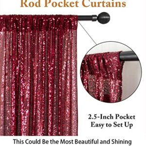 Sequin Curtains 2 Panels Burgundy 2FTx8FT Sequin Photo Backdrop Burgundy Sequin Backdrop Curtain Pack of 2-190222E