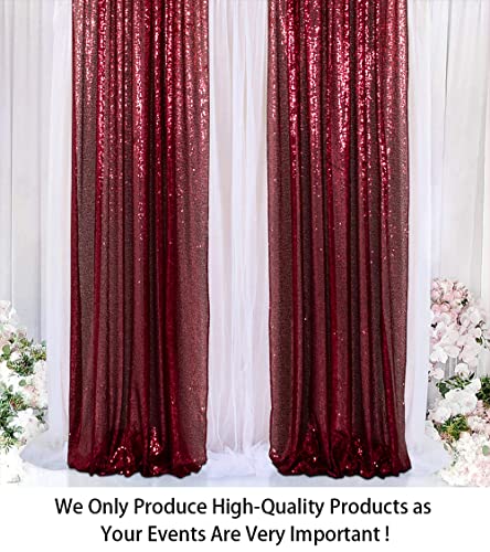 Sequin Curtains 2 Panels Burgundy 2FTx8FT Sequin Photo Backdrop Burgundy Sequin Backdrop Curtain Pack of 2-190222E