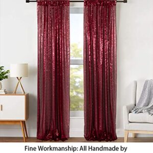 Sequin Curtains 2 Panels Burgundy 2FTx8FT Sequin Photo Backdrop Burgundy Sequin Backdrop Curtain Pack of 2-190222E