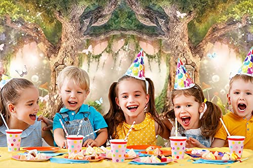 Leowefowa 7x5ft Vinyl Spring Backdrop Fairy Enchanted Flower Fairytale Forest Jungle Photo Background for Party Photoshoot Newborn Baby Kids Children Photography Studio Props Enchanted Forest Backdrop