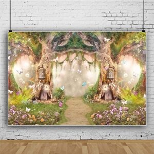 Leowefowa 7x5ft Vinyl Spring Backdrop Fairy Enchanted Flower Fairytale Forest Jungle Photo Background for Party Photoshoot Newborn Baby Kids Children Photography Studio Props Enchanted Forest Backdrop