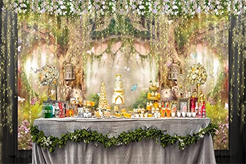 Leowefowa 7x5ft Vinyl Spring Backdrop Fairy Enchanted Flower Fairytale Forest Jungle Photo Background for Party Photoshoot Newborn Baby Kids Children Photography Studio Props Enchanted Forest Backdrop