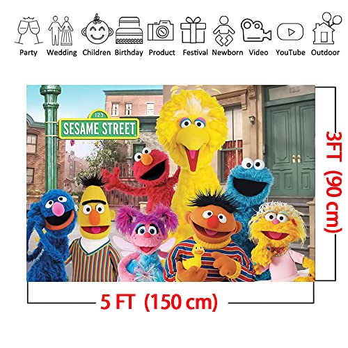 Cartoon Doll Animal Photo Background for Baby Children 1st 2nd Happy Birthday Party Banner Street Scene Photography Backdrop Baby Shower Cake Table Decor 5x3ft