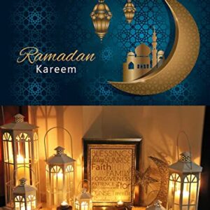 Ramadan Mubarak Backdrop Ramadan Kareem Banner Eid Mubarak Photography Background for Home Decorations Ramadan Party Supplies 70.8 x 47.2 Inch (Dark Blue)