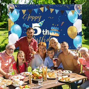 Boys 5th Birthday Party Decoration Photography Backdrop Boy Toddler Little Man Fifth Birthday Cake Table Decor Banner