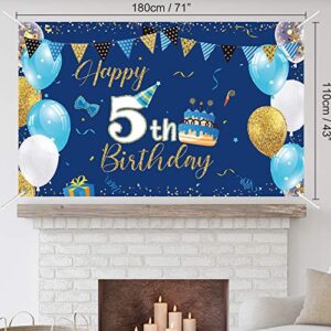 Boys 5th Birthday Party Decoration Photography Backdrop Boy Toddler Little Man Fifth Birthday Cake Table Decor Banner