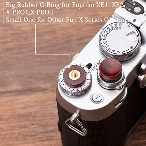 VKO Wood Soft Shutter Release Button Compatible with Fujifilm X-T30 X-T3 X100F X-T20 X-PRO2 X-E2S X20 X30 X100T X100S X-E2 X-E3 XPRO-1 SXT-2 X-T10 Camera 12mm Concave Surface Red(Wood Grain Random)