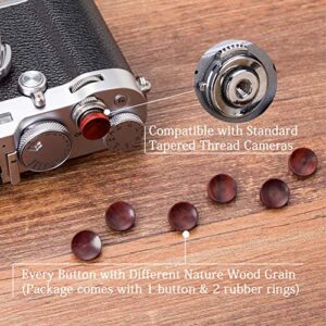 VKO Wood Soft Shutter Release Button Compatible with Fujifilm X-T30 X-T3 X100F X-T20 X-PRO2 X-E2S X20 X30 X100T X100S X-E2 X-E3 XPRO-1 SXT-2 X-T10 Camera 12mm Concave Surface Red(Wood Grain Random)