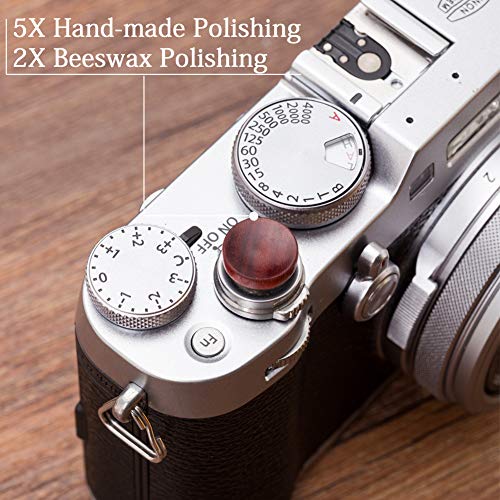 VKO Wood Soft Shutter Release Button Compatible with Fujifilm X-T30 X-T3 X100F X-T20 X-PRO2 X-E2S X20 X30 X100T X100S X-E2 X-E3 XPRO-1 SXT-2 X-T10 Camera 12mm Concave Surface Red(Wood Grain Random)