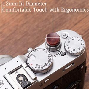 VKO Wood Soft Shutter Release Button Compatible with Fujifilm X-T30 X-T3 X100F X-T20 X-PRO2 X-E2S X20 X30 X100T X100S X-E2 X-E3 XPRO-1 SXT-2 X-T10 Camera 12mm Concave Surface Red(Wood Grain Random)