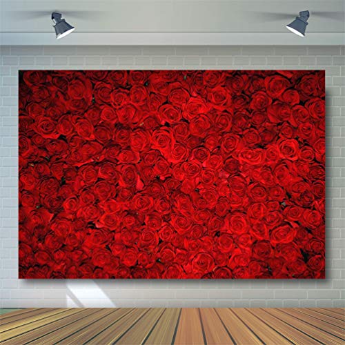 Avezano Red Rose Floral Wedding Photography Backdrop Valentine's Day Party Photo Backdrops Vinyl Cloth 14 February Background Photo Booth Props Pictures (7x5ft)